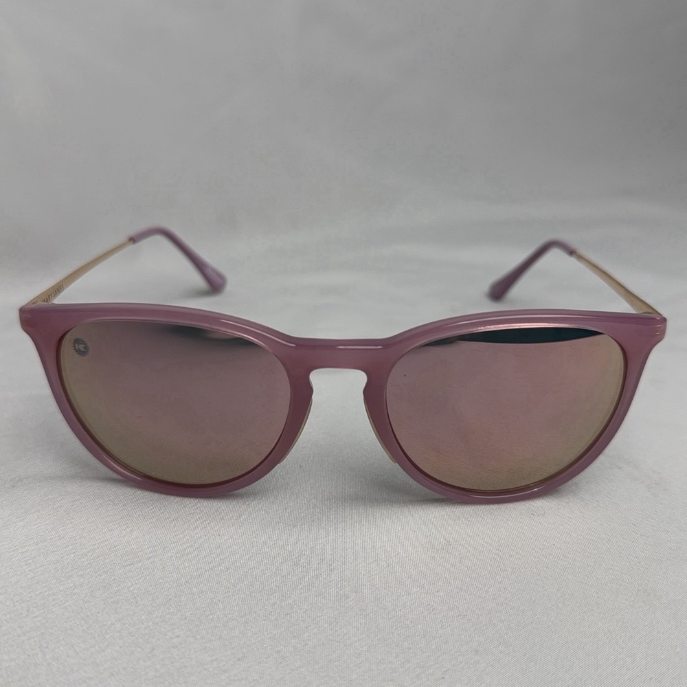 Knockaround Mary Janes Pink Rose Gold Round Sunglasses Pink Lens Designer Women